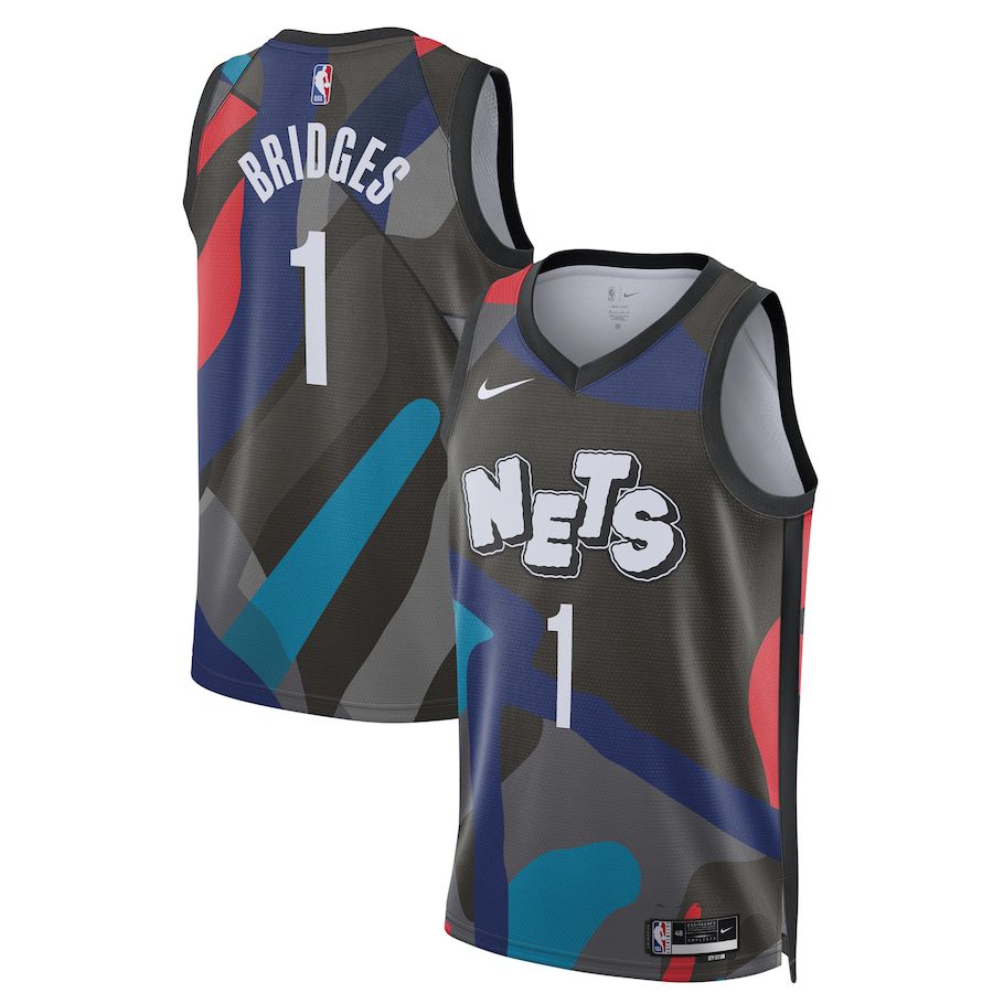 Men Brooklyn Nets #1 Mikal Bridges Nike Black City Edition 2023-24 Swingman NBA Jersey->brooklyn nets->NBA Jersey